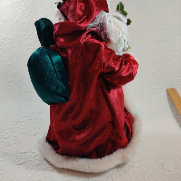 Vintage Tapestry Gown & Fur Lined Red Robe Santa Claus Christmas Tree Topper - Picture 6 of 11